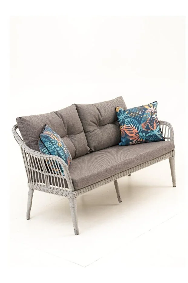 Çeşme Rattan Bahçe Oturma Grubu (2+1+1+MASA) - Gri